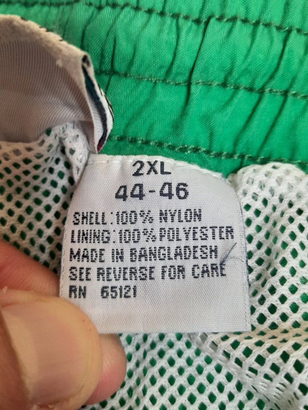 Vintage Ocean East Swim Trunks Men 2XL 44 46 Green Crinkle Nylon Mesh Liner NWT - Picture 5 of 9
